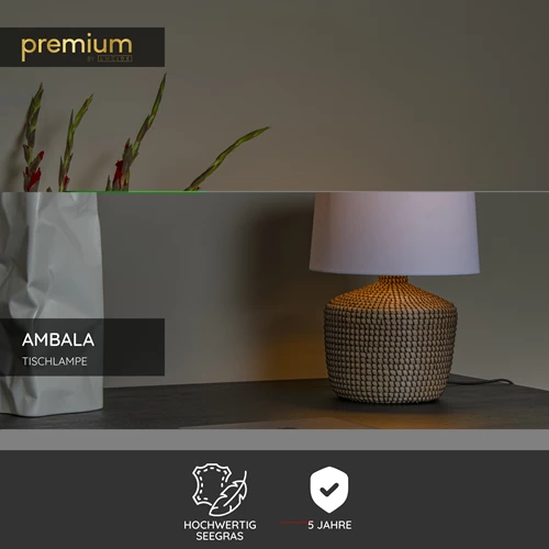 Lucide AMBALA - Tischlampe - Ø 45 cm - 1xE27 - Natürlich | Premium - USP